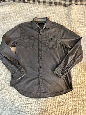 MB Studio Men's Charcoal Button-Down Shirt with Chest Pockets